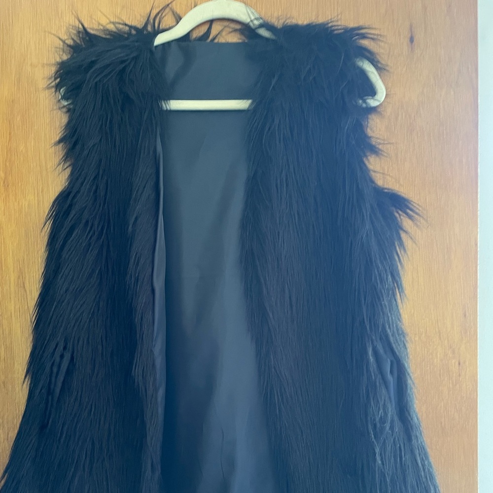 Black imitation fur vest
